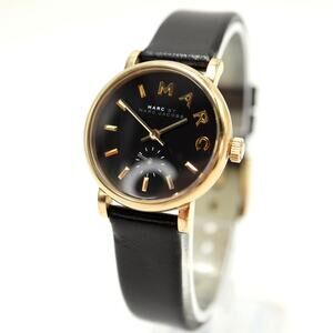 Marc Jacobs Black Gold Tone Women 28mm Watch Small Seconds Leather w New Battery